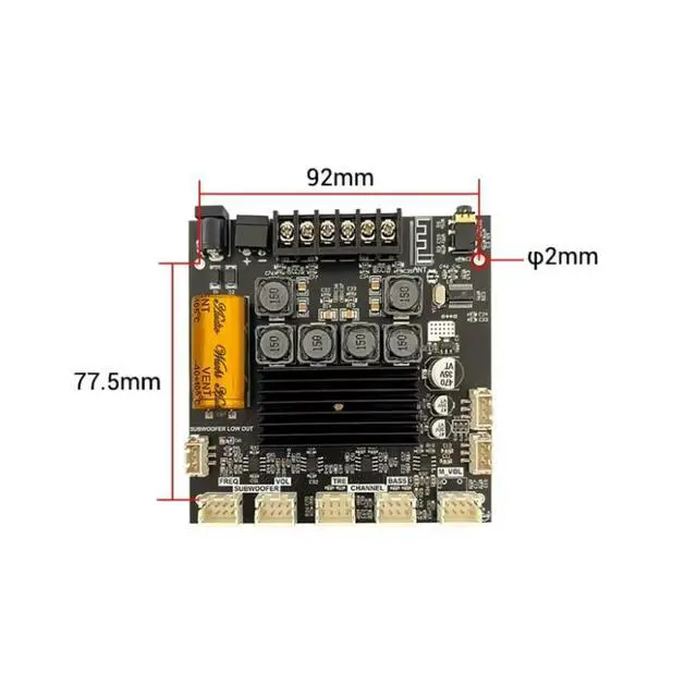 Alt view image 2 of 3 - ZK-TB21F 2.1 Channel Bluetooth Power Amplifier Board Module Stereo Subwoofer TPA3116 Potentiometer Lead-Out Audio Accessory