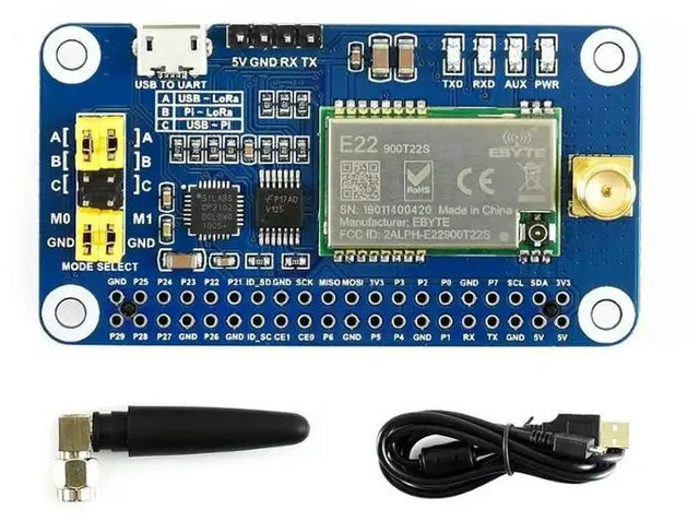 Alt view image 2 of 3 - Waveshare SX1262 LoRa HAT for Raspberry Pi, Spread Spectrum Modulation, 868MHz Frequency Band