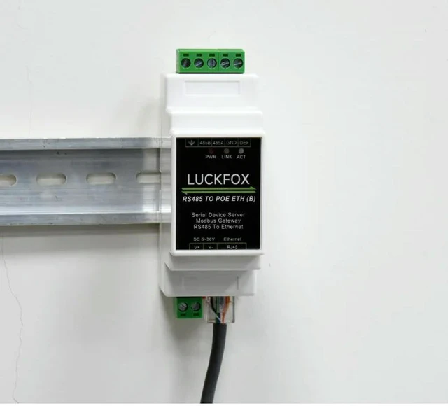 Alt view image 2 of 3 - Industrial Serial Server, LUCKFOX RS485 To RJ45 Ethernet, TCP/IP To Serial, Rail-Mount Support, With POE Function