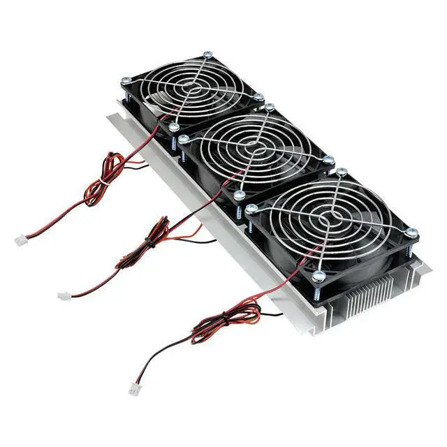 Alt view image 2 of 3 - 180W Triple Fan Semiconductor Refrigeration Cooling Thermoelectric Water Cooled Aluminum Radiator Fan for Mini Fridge