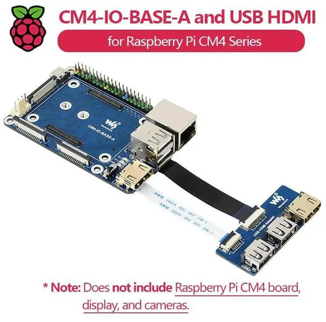 Alt view image 3 of 3 - Waveshare CM4-IO-BASE-A and USB HDMI Adapter, for Raspberry Pi Compute Module 4
