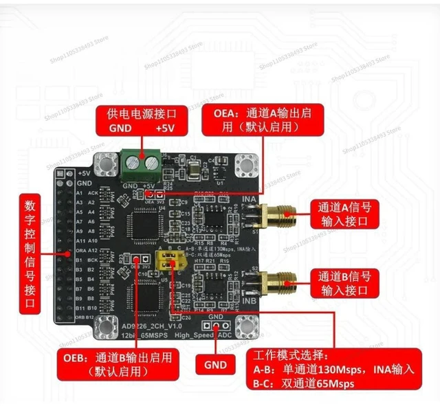 Alt view image 3 of 3 - For AD9226 High-speed 12-bit ADC Analog-to-digital Converter Data Acquisition Module Dual 65M Single 130M Sampling