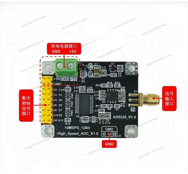 Alt view image 3 of 3 - For AD9220 Module 12-bit High-speed ADC Data Collection Analog-to-digital Converter Module 10MSPS Sampling Rate