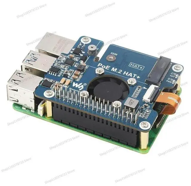 Alt view image 2 of 3 - For PCIe To M.2 Interface Raspberry Pi5 NVMe SSD with PoE Expansion Board Cooling Fan