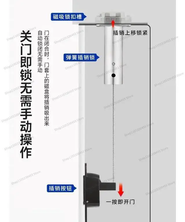 Alt view image 3 of 3 - For Special Magnetic Latch for Mother and Child Doors, Automatic Closing of Panax Notoginseng Folding Door Pull Rope Dark Latch