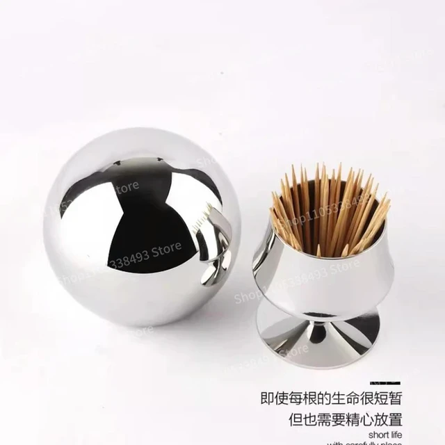 Alt view image 3 of 3 - Toothpick Jar, Floss Box, Toothpick Holder, Creative Box, Minimalist Stainless Steel.