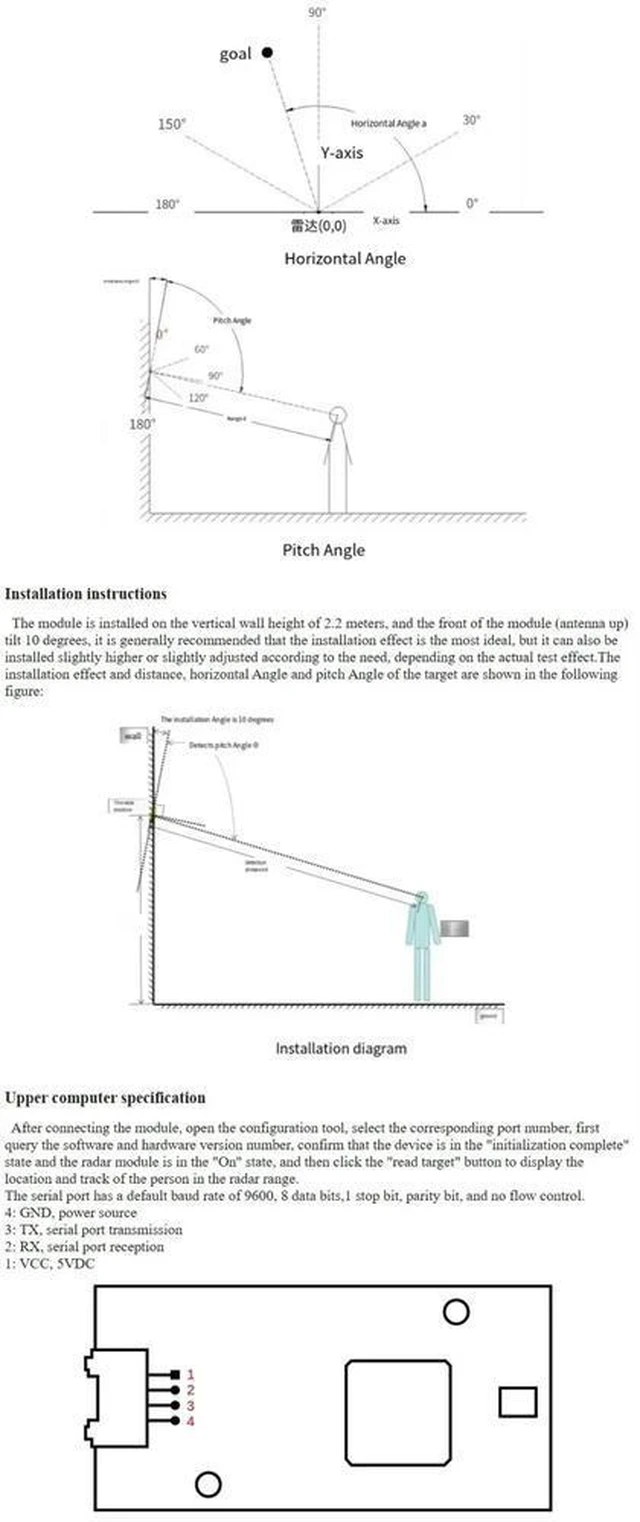 Alt view image 3 of 3 - Hi-Link 4T3R 8m 60G HLK-LD6001 Human Movement Trajectory Tracking Radar Sensor Detection Module LD6001