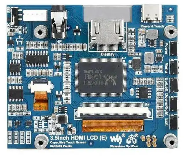Alt view image 3 of 3 - Waveshare 3.5inch HDMI Capacitive Touch IPS LCD Display (E), 640×480, Audio jack
