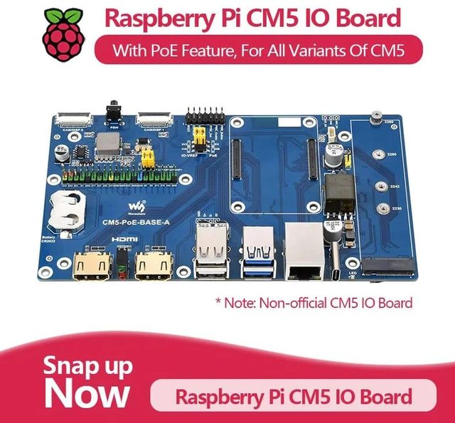 Main image of Waveshare Raspberry Pi Compute Module 5 IO Board With PoE Feature, For All Variants Of CM5