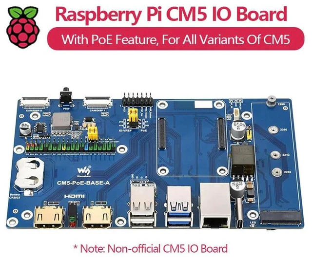Alt view image 2 of 3 - Waveshare Raspberry Pi Compute Module 5 IO Board With PoE Feature, For All Variants Of CM5