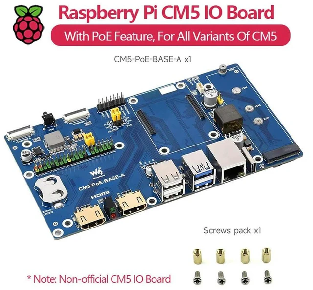 Alt view image 3 of 3 - Waveshare Raspberry Pi Compute Module 5 IO Board With PoE Feature, For All Variants Of CM5
