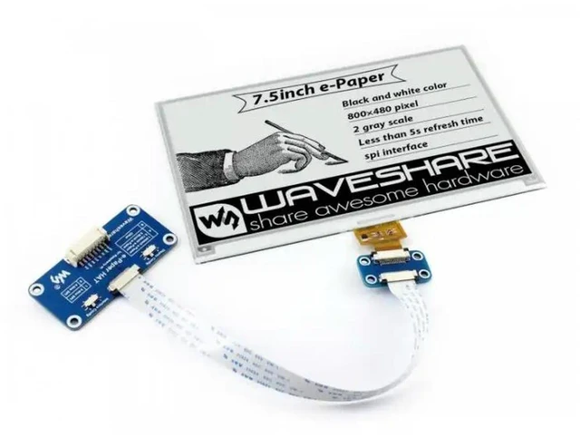 Alt view image 2 of 3 - Waveshare 800x480 7.5inch E-Ink HAT e-paper display supports Raspberry Pi STM32 Two-color Ultra low power consumption