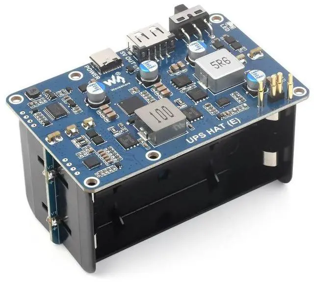 Main image of Waveshare UPS HAT (E) for Raspberry Pi, Supports 4×21700 Li batteries (NOT included), Bi-Directional Fast charging, Pogo Pins