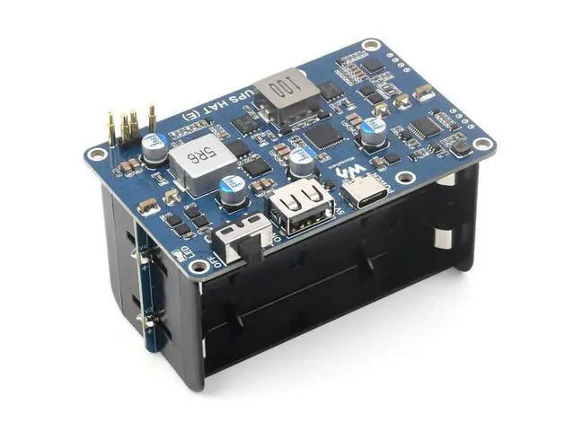 Alt view image 3 of 3 - Waveshare UPS HAT (E) for Raspberry Pi, Supports 4×21700 Li batteries (NOT included), Bi-Directional Fast charging, Pogo Pins