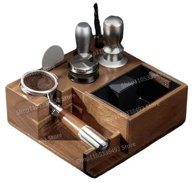 Main image of For Solid Wood Coffee Base, Removable, Large Capacity, Slag Box, Coffee Press Base, Coffee Handle Rack