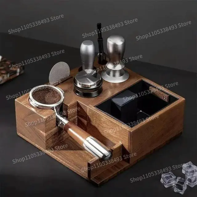 Alt view image 2 of 3 - For Solid Wood Coffee Base, Removable, Large Capacity, Slag Box, Coffee Press Base, Coffee Handle Rack