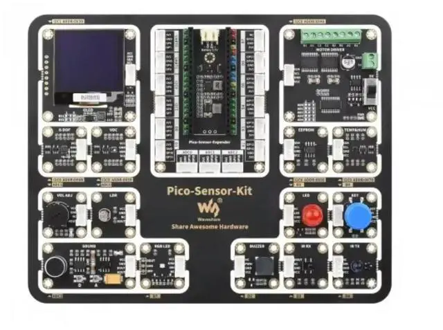 Alt view image 3 of 3 - Raspberry Pi Pico Entry-Level Sensor Kit Including Pico Expansion Board and 15 common module All-in-one design
