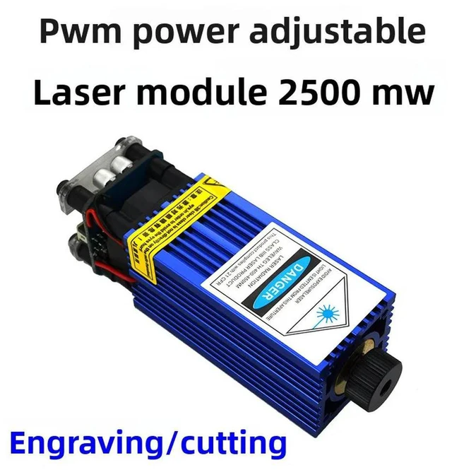 Alt view image 2 of 3 - 2500Mw High Power 12v Laser Head, Small Engraving and Cutting Blue Laser Module 450nm