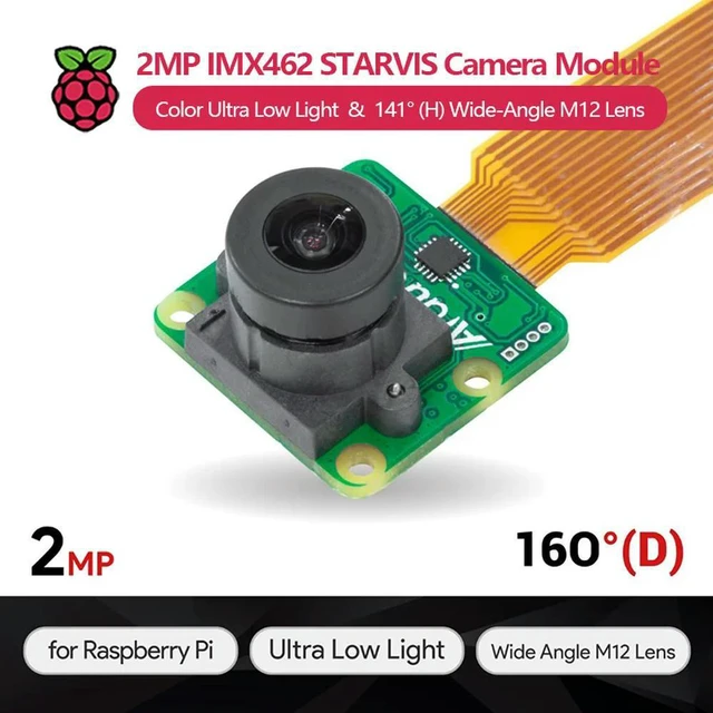 Alt view image 2 of 3 - 2MP IMX462 Color Ultra Low Light STARVIS Camera Module with 141° (Horizontal) Wide-Angle M12 Lens, compatible with Raspberry Pi
