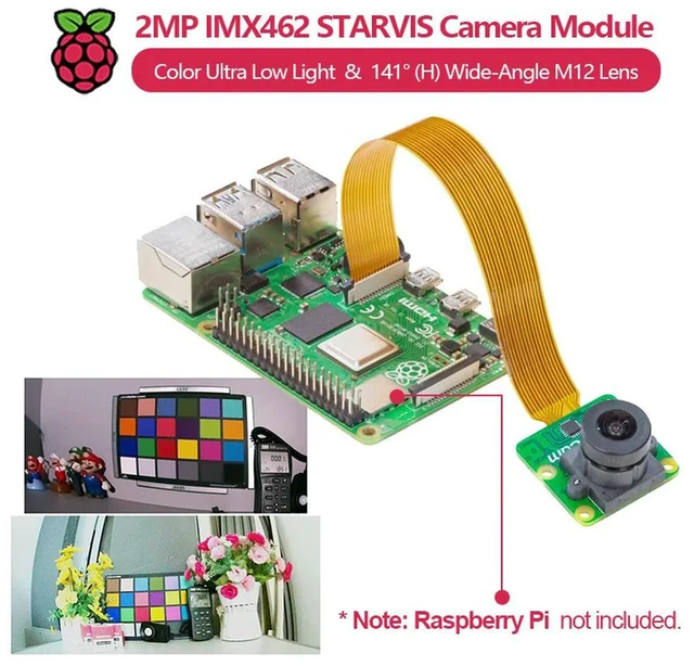 Alt view image 3 of 3 - 2MP IMX462 Color Ultra Low Light STARVIS Camera Module with 141° (Horizontal) Wide-Angle M12 Lens, compatible with Raspberry Pi