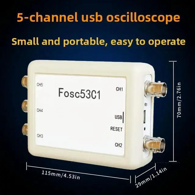 Main image of Fosc53C1 USB 5-channel Oscilloscope Sampling Rate 1M oratory Electrical Car Repair Handheld