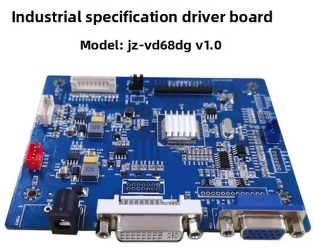 Main image of JZ-VD68DG industrial specification driver board with 1 channel VGA and 1 channel DVI, LVDS output interface