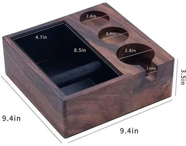 Main image of For One-piece Coffee Residue Box, Wooden Coffee Powder Pressing Base, Handle Bracket Walnut, Coffee Cloth Powder Dispenser
