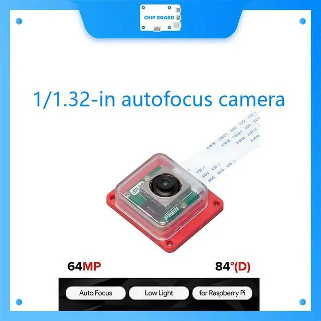 Alt view image 3 of 3 - Arducam 1/1.32" 64MP Auto Focus Camera Module with a resolution of up to 9248 x 6944 pixels, compatible with Raspberry Pi.