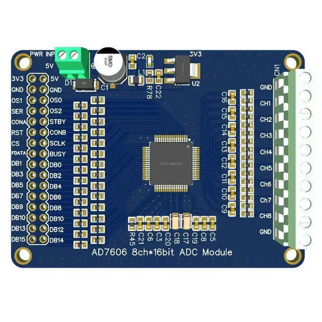 Alt view image 3 of 3 - AD7606C-16BSTZ Data Collection Module,16-bit ADC 8-channel Synchronization, Sampling Frequency 1MHz