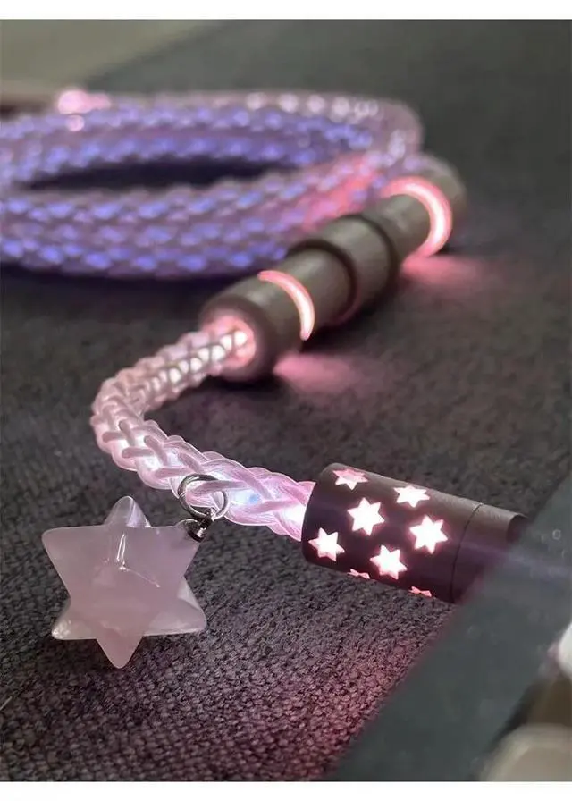 Alt view image 3 of 3 - Customized Aviation Plug-in Mechanical Keyboard Data Cable, 8K Magnetic Switch, Pink Full-body Light-emitting Type-c to Usb