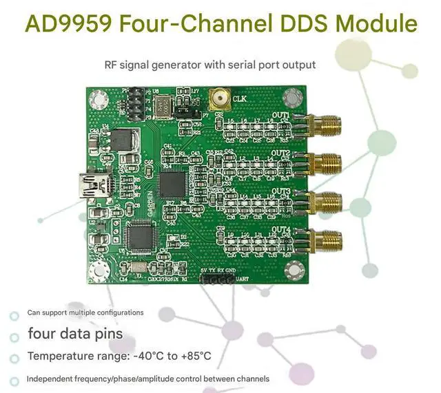 Alt view image 3 of 3 - AD9959 four-channel DDS module STM32F103CBT6, RF signal source generator, AT command serial port output, frequency sweep, AM