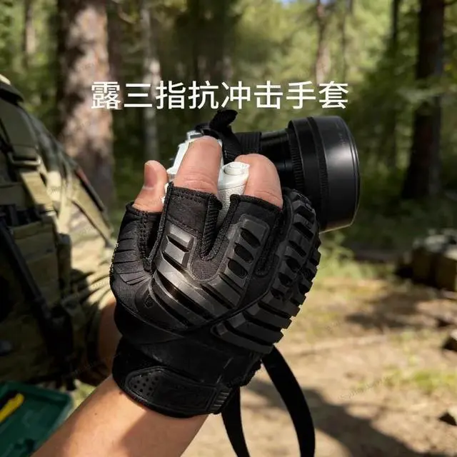 Alt view image 2 of 3 - For Super Technician Exposed Three Fingers, Mechanic Armor, Anti-fall, Outdoor Riding, Tactical Gloves, Boys
