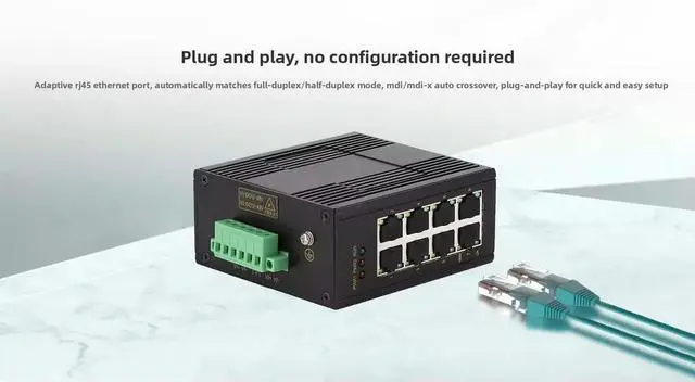 Alt view image 3 of 3 - Mien2208e industrial ethernet switch, 8-port 10/100 mbps din rail mount, compact design, with 5-year warranty