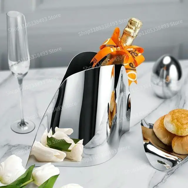 Alt view image 3 of 3 - Light Luxury Stainless Steel Champagne Bucket, Creative l Dining Table Wine Bucket, Ice Bucket Model Room Vase