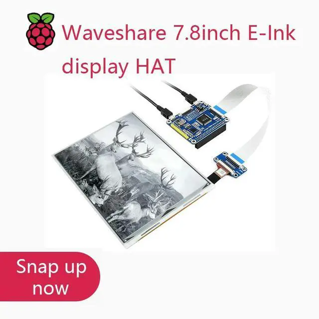 Main image of Waveshare 7.8inch E-Ink display HAT for Raspberry Pi, 1872*1404 resolution,IT8951 controller, USB/SPI/I80/I2C interface