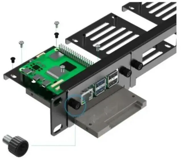 Alt view image 3 of 3 - UCTRONICS 19" 1U Raspberry Pi Rack Case, Carbon Steel Chassis, Upgraded Design with 5 SSD Mount Brackets