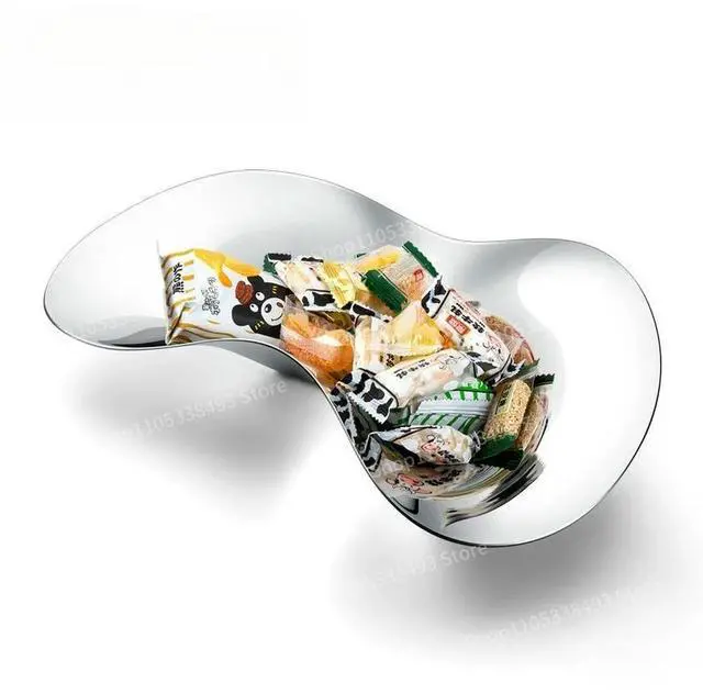 Alt view image 2 of 3 - Stainless Steel Fruit Plate Light Luxury Nordic Fruit Basin Living Room Coffee Table Creative Ornament Dried Fruit Plate