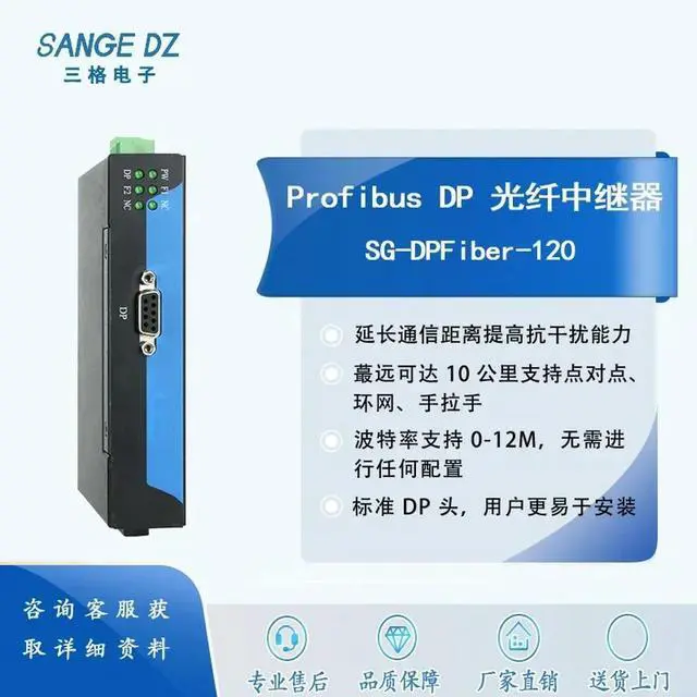 Alt view image 2 of 3 - DP To Fiber Module Profibus DP Optical Terminal Bus Ring Network Single Mode Single Fiber Dual Fiber Converter