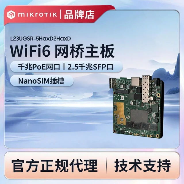 Alt view image 2 of 2 - Mikrotik L23UGSR-5HaxD2HaxD 802.11AX L4 Authorized 6 Bridge Mainboard
