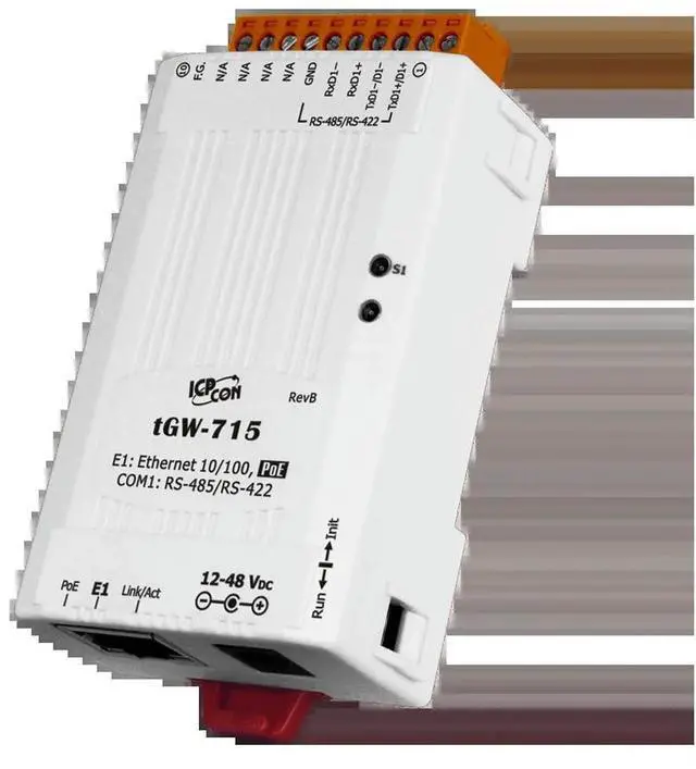Main image of tGW-715 Micro Modbus/TCP to RTU/ASCII Gateway PoE 1 RS-422/485
