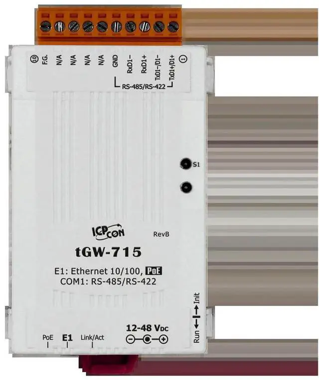 Alt view image 2 of 3 - tGW-715 Micro Modbus/TCP to RTU/ASCII Gateway PoE 1 RS-422/485