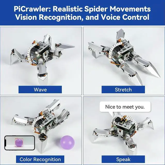 Alt view image 2 of 3 - AI Robot Kit for RPI, supports ChatGPT-4o, Python/Scratch, and FPV (Pi not included), SunFounder PiCrawler AI Robot