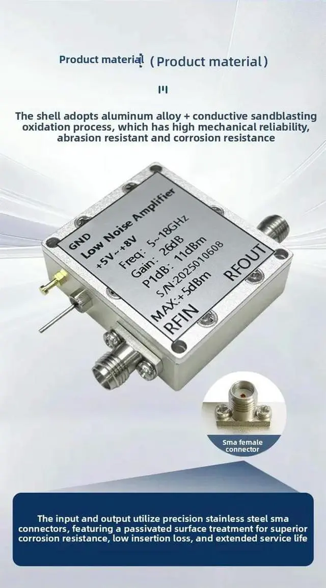 Alt view image 3 of 3 - 5-18GHz RF Low Noise Amplifier LNA RF Amplifier Gain 26dB Noise Figure 1.5dB