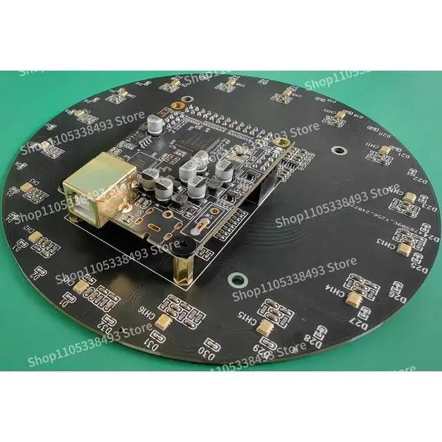 Alt view image 3 of 3 - For USB Sound Card Ring 16-way Microphone Array 32 LED Orientation Indication