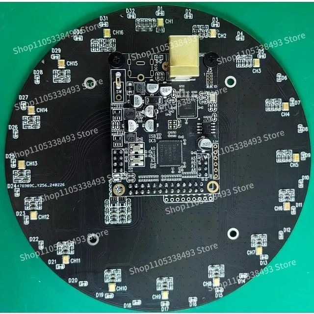 Alt view image 2 of 3 - For USB Sound Card Ring 16-way Microphone Array 32 LED Orientation Indication