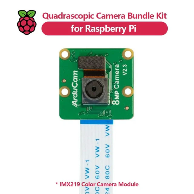 Alt view image 3 of 3 - Quadrascopic Camera Bundle Kit for Raspberry Pi, Jetson Nano, Four IMX219 Color Camera Modules and Camarray Camera HAT