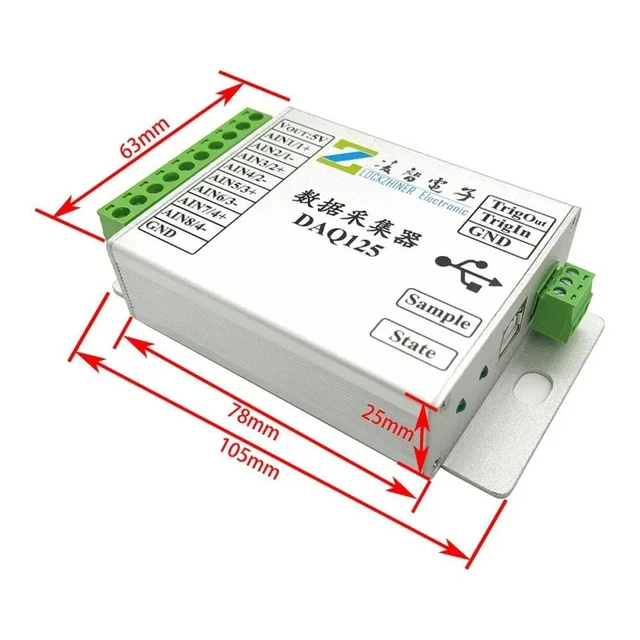 Alt view image 3 of 3 - DAQ125 High-Speed Data Collector AD7606B 16-bit 8-channel Synchronous 800K Sampling Rate USB Real-time Transmission