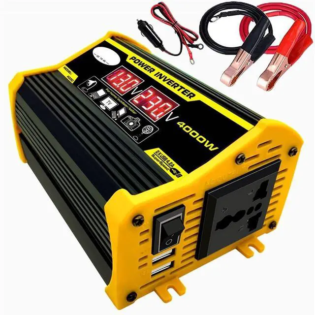 Main image of Modified Sine Wave Inverter 4000 Watt 12V DC to 110V 220V AC Car Plug Adapter Converter with LED Display Fast Charging Dual USB Ports (Size: 12V-110V)
