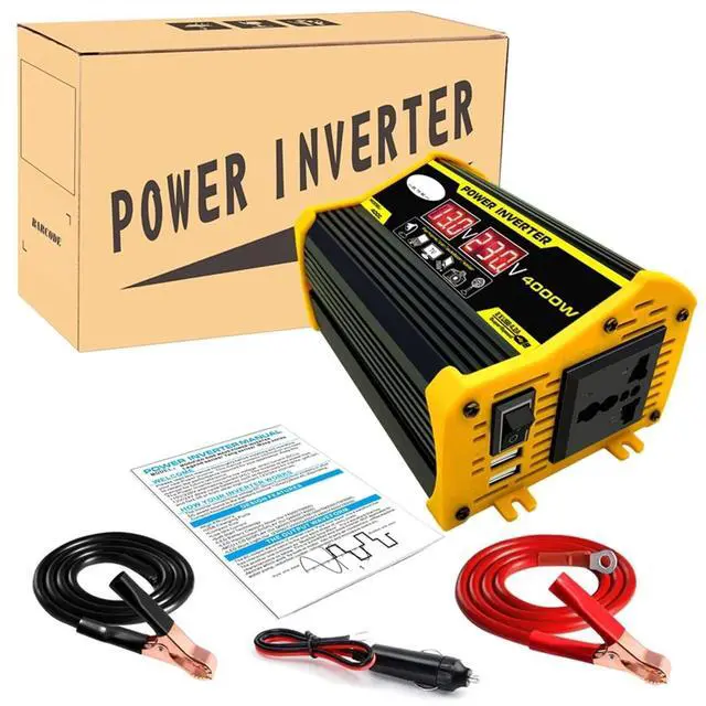 Alt view image 7 of 7 - Modified Sine Wave Inverter 4000 Watt 12V DC to 110V 220V AC Car Plug Adapter Converter with LED Display Fast Charging Dual USB Ports (Size: 12V-110V)