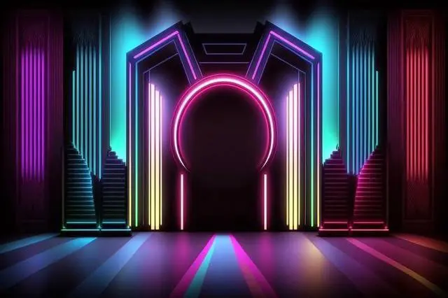 Alt view image 4 of 5 - Neon Stage Backdrop 10x8ft Glow in Dark Backdrop | Fabric Backdrops for Dance Party,Neon Wall,Pub Club,Live Stream Background,Band Show Performance
